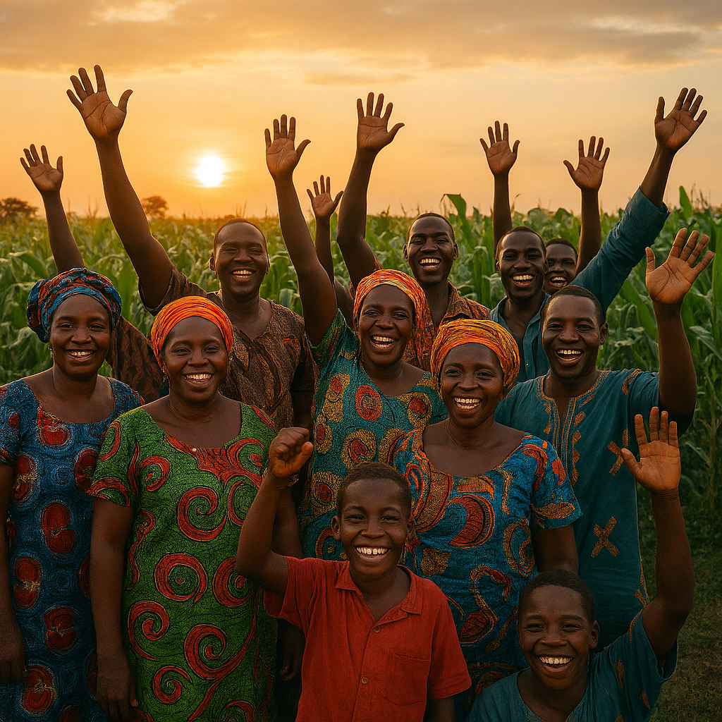Lever de soleil sur les champs de Boma, Congo DRC